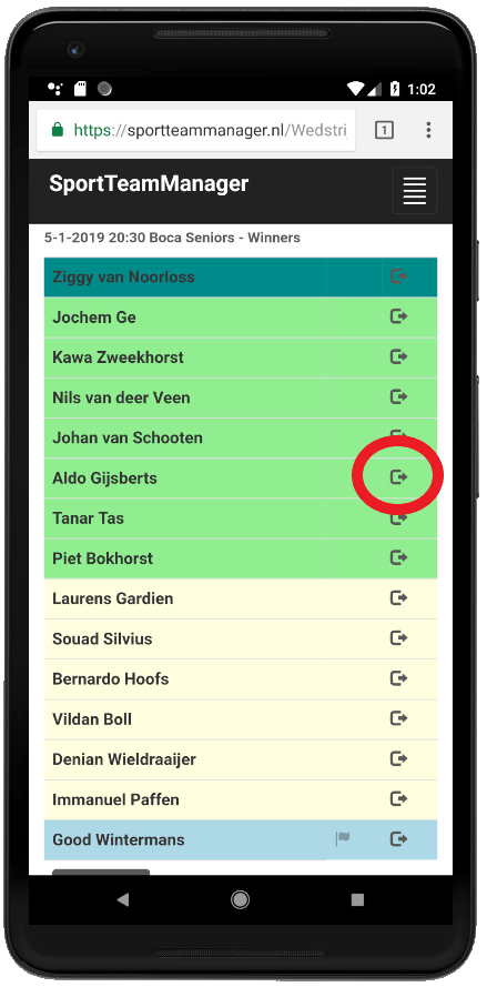 Als coach een speler afmelden